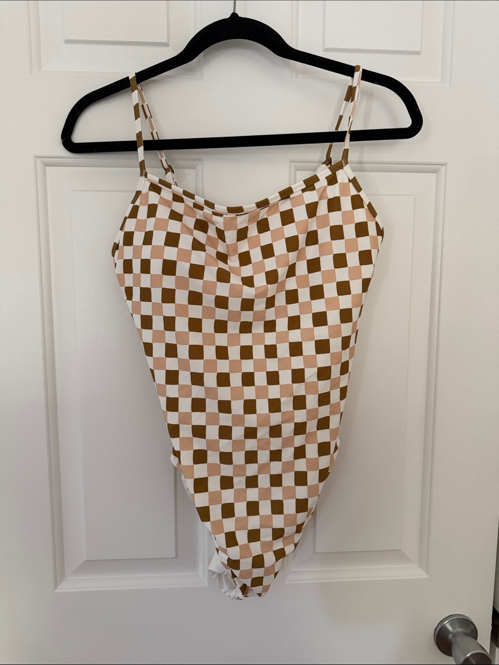 Rylee + Cru Brown and White Checkerboard One-Piece Bodysuit